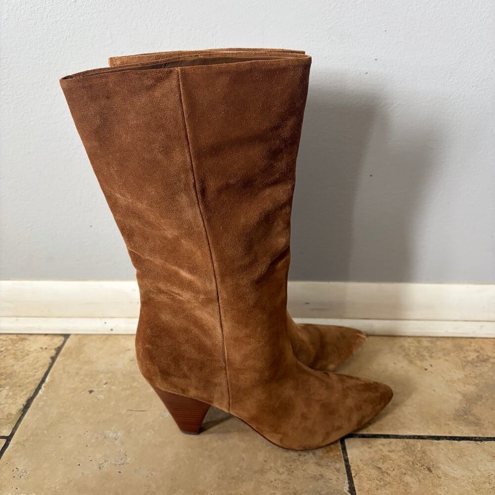 Veronica Beard Blondie Slouchy Suede Mid Boots In Hazelnut 9M - Picture 4 of 12